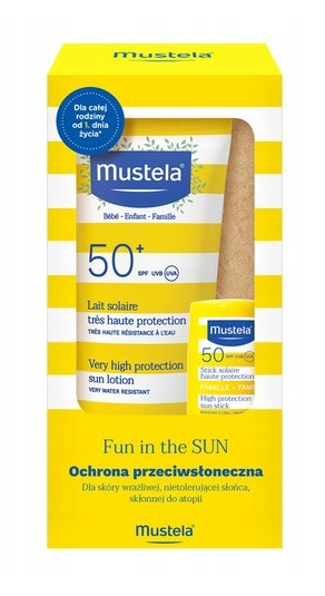 Mustela Fun In The Sun, sztyft przeciwsłoneczny, 9 ml + mleczko przeciwsłoneczne, 40 ml