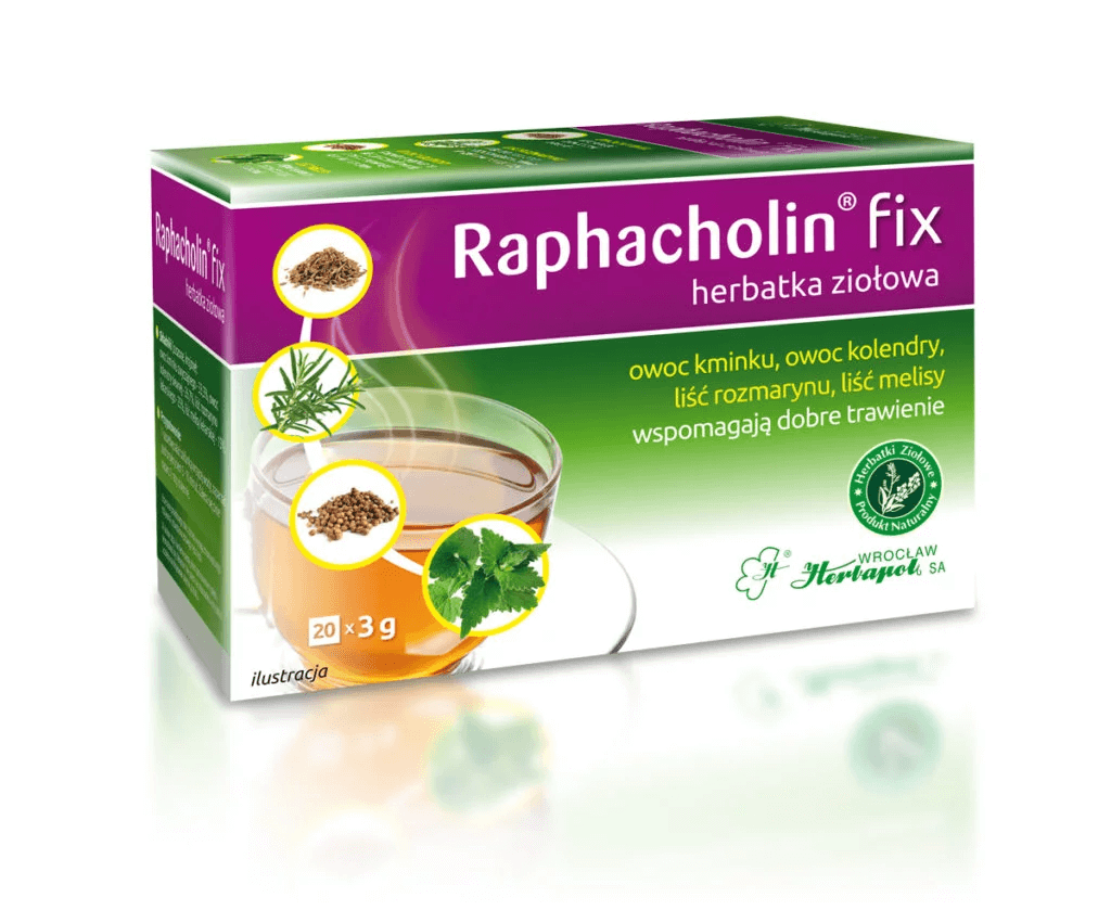 Raphacholin fix, herbata ziołowa ze składnikami wspomagającymi układ trawienny, 20 sasz.