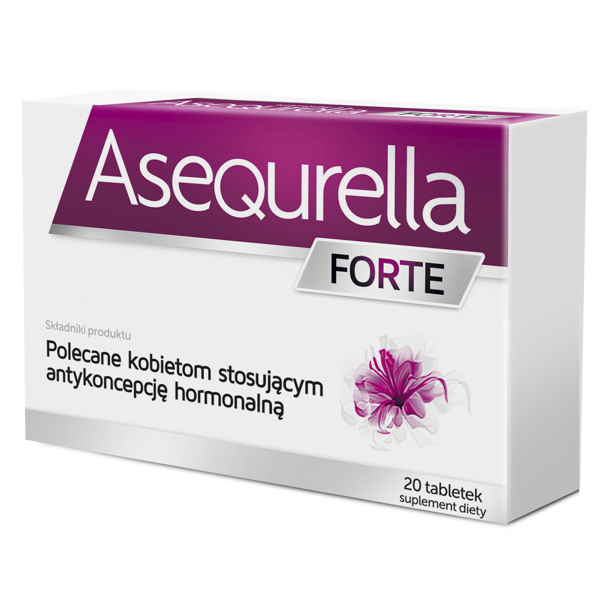 Asequrella Forte, tabletki polecane dla kobiet stosujących antykoncepcje hormonalną, 20 szt.