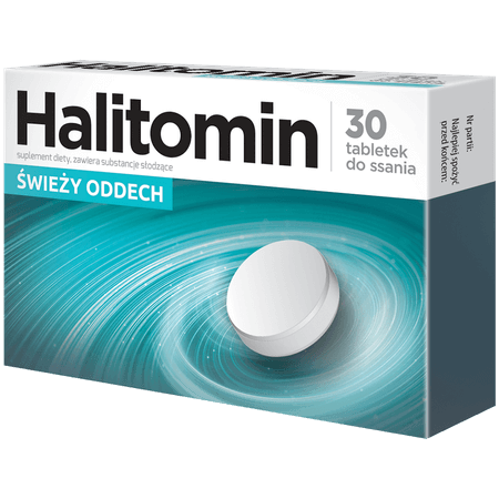 Halitomin, tabletki do ssania ze składnikami wspomagającymi w nieświeżym oddechu, 30 szt.