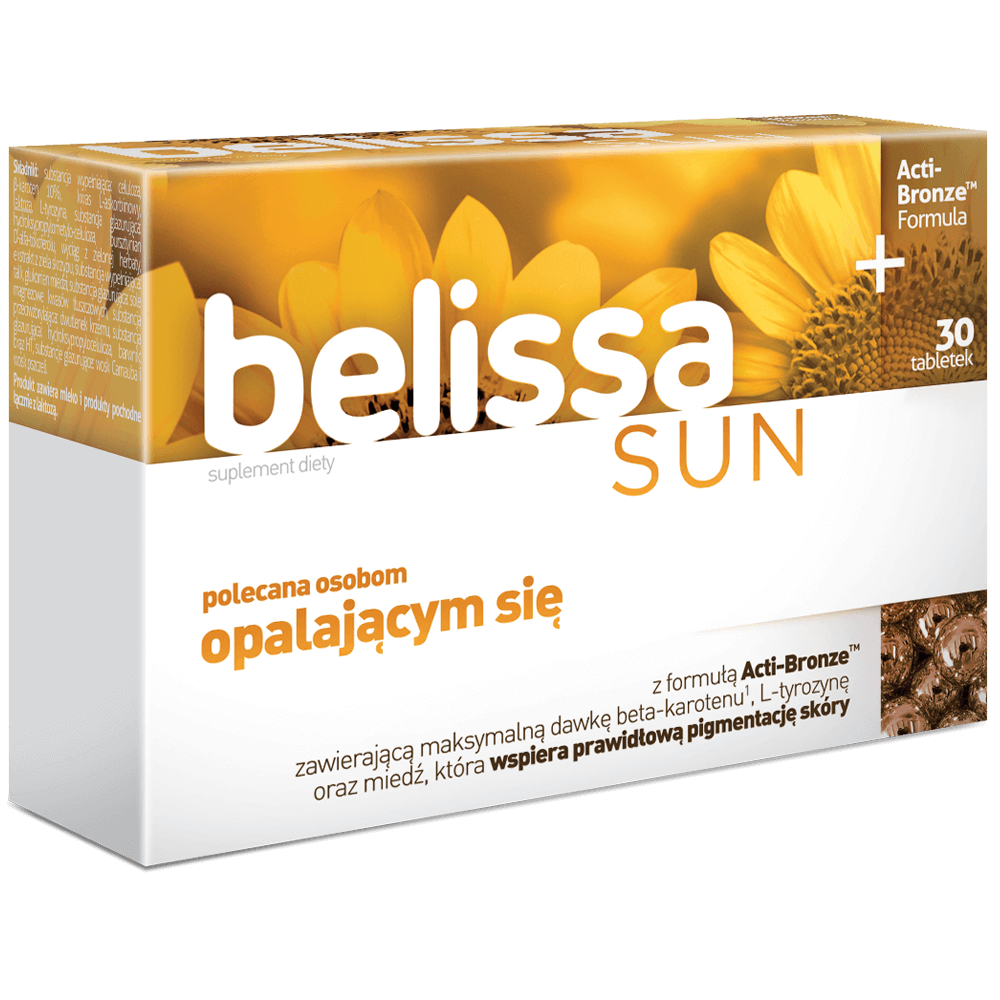 Belissa Sun, tabletki ze składnikami wspomagającymi skórę podczas opalania, 30 szt.