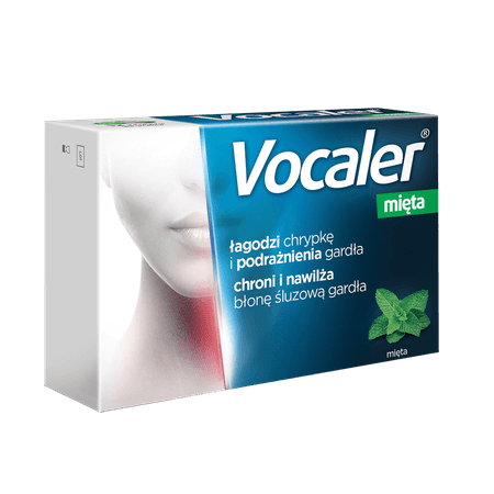 Vocaler mięta, pastylki do ssania na chrypę i uczucie suchości w gardle, 12 szt.