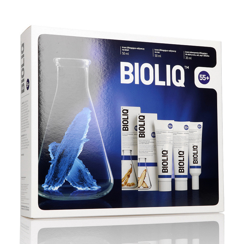 Bioliq 55+, zestaw: krem na dzień – 50 ml + krem na noc – 50 ml + krem do skóry wokół oczu – 30 ml