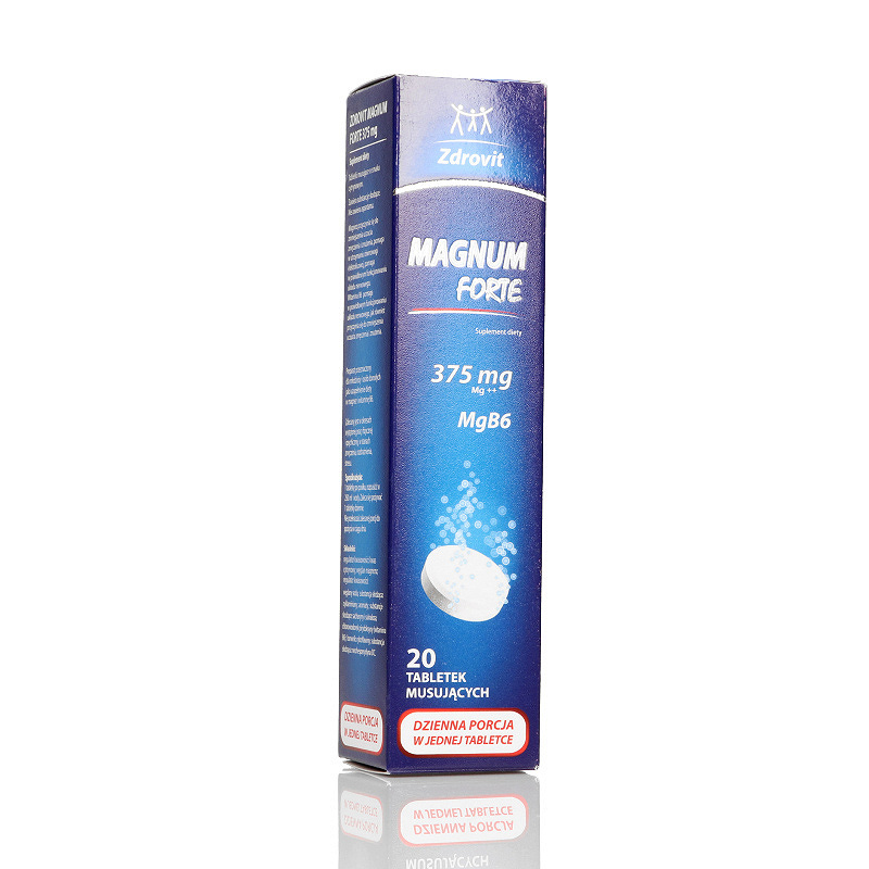 Zdrovit Magnum Forte, tabletki musujące ze składnikami uzupełniającymi dietę w magnez i witaminę B, 20 szt.