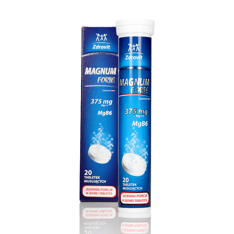 Zdrovit Magnum Forte, tabletki musujące ze składnikami uzupełniającymi dietę w magnez i witaminę B, 20 szt.