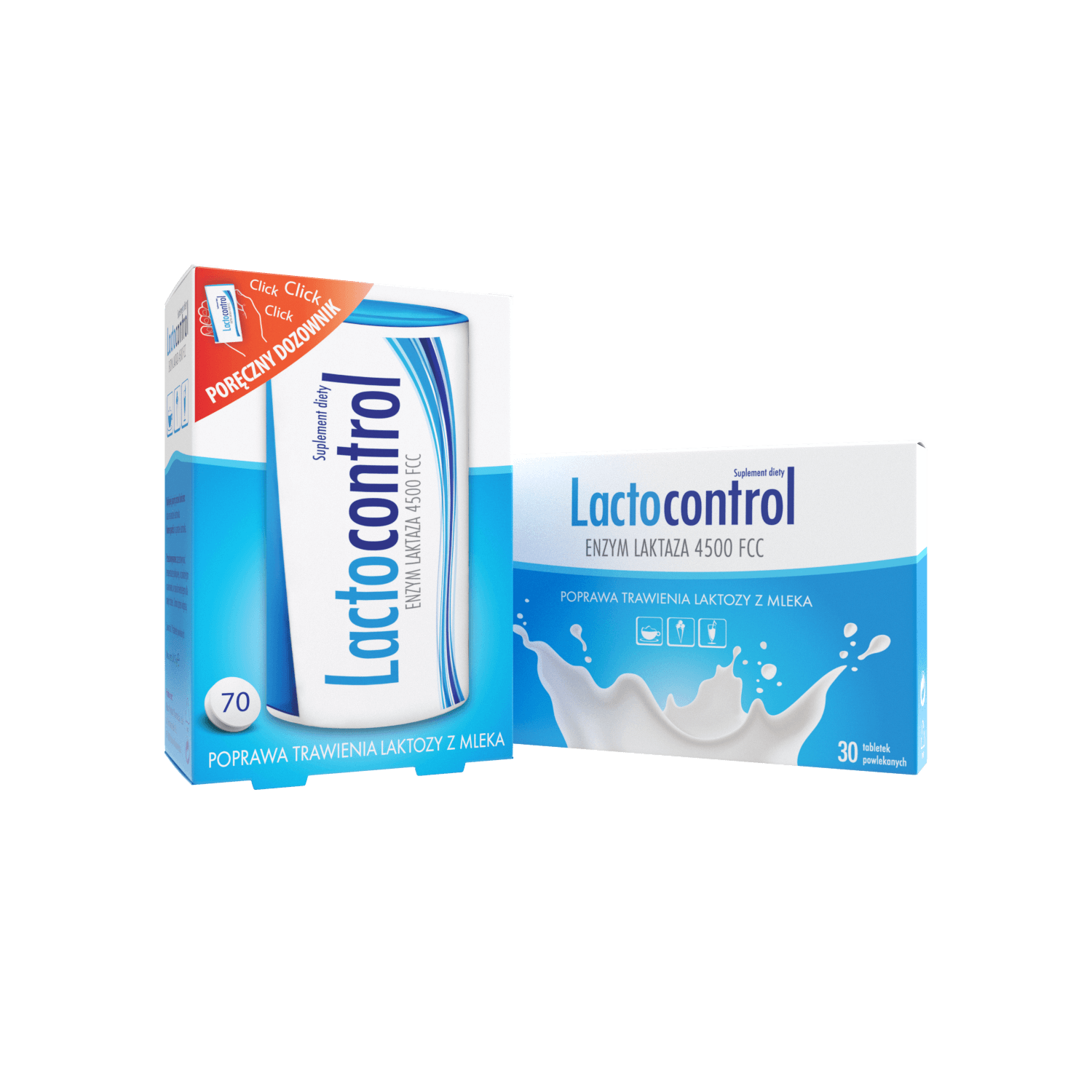 Lactocontrol tabletki ze składnikami ułatwiającymi trawienie laktozy z mleka, 70 szt.