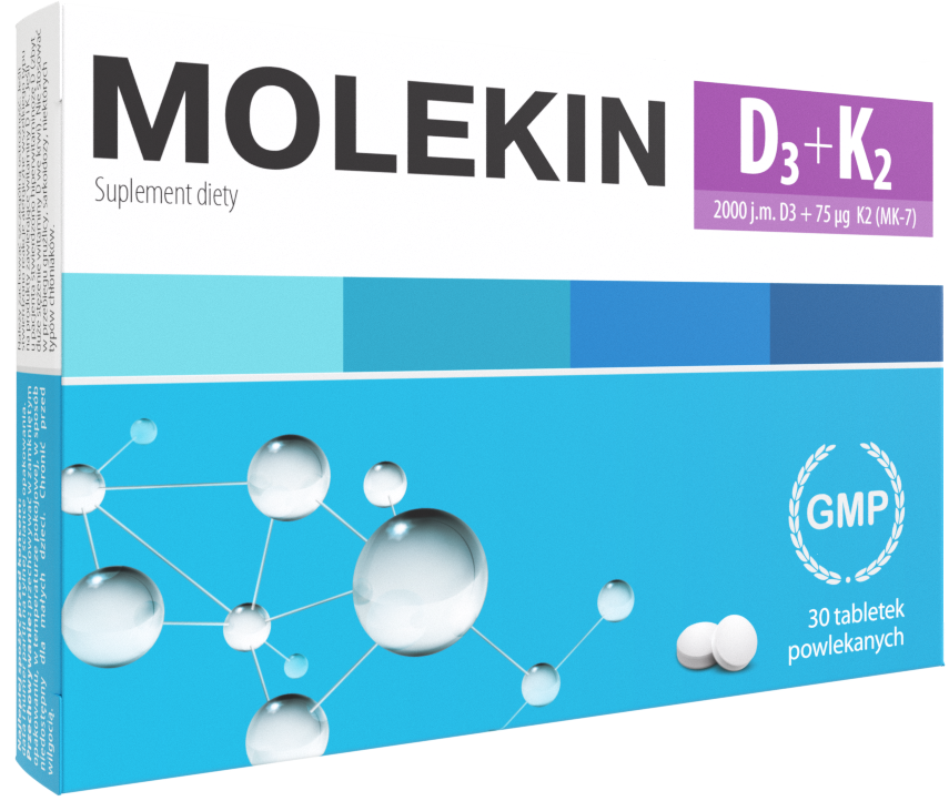 Molekin D3 + K2, tabletki z witaminą D i K wspomagającą w osteoporozie, 30 szt.