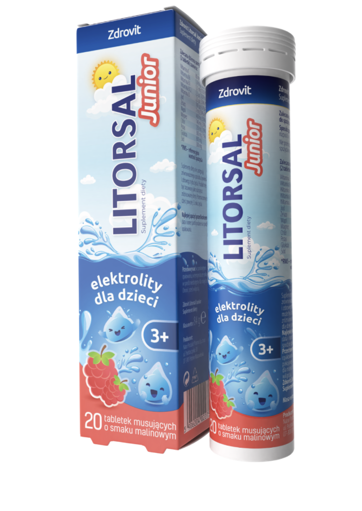 Zdrovit Litorsal Junior, 20 tabletek musujących malinowych