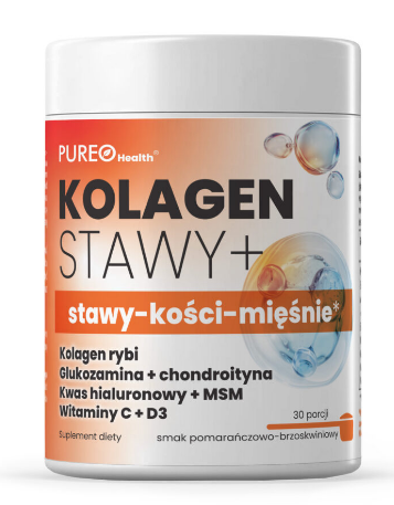 Pureo Health Kolagen Stawy+, smak pomarańcza i brzoskwinia, 30 porcji
