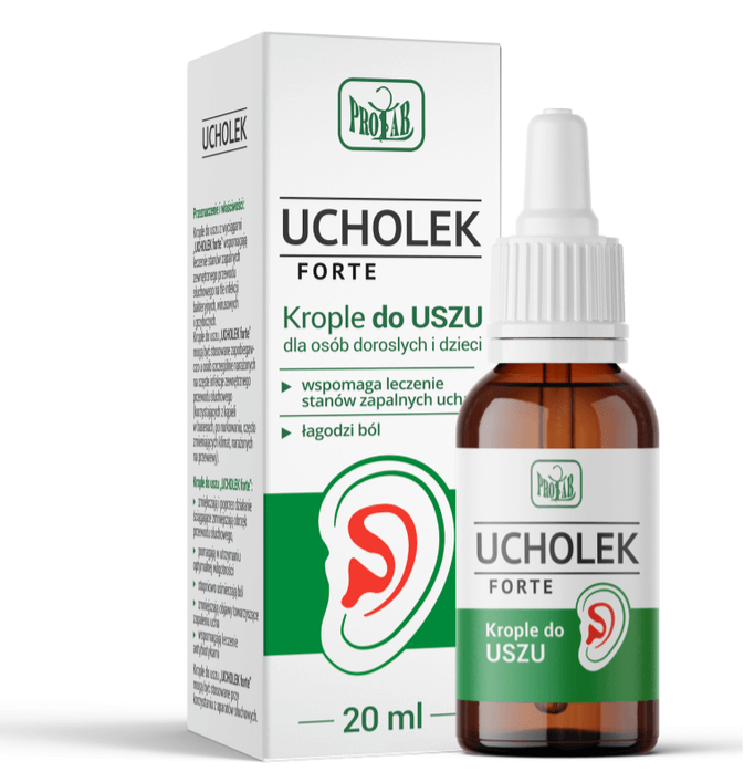Ucholek forte , krople wspomagające leczenie stanów zapalnych ucha, 20 ml