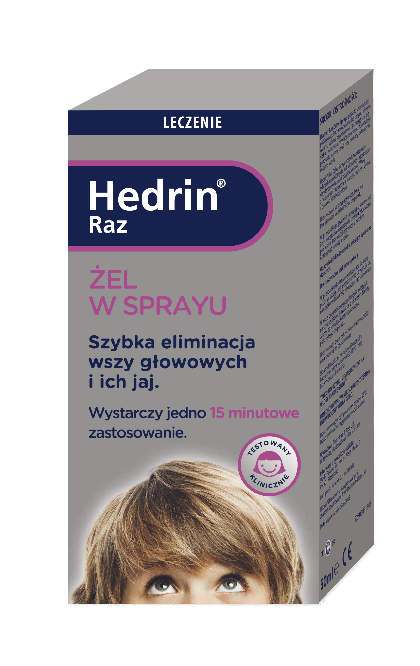 Hedrin RAZ, żel w sprayu na wszawicę, butelka z atomizerem 60 ml