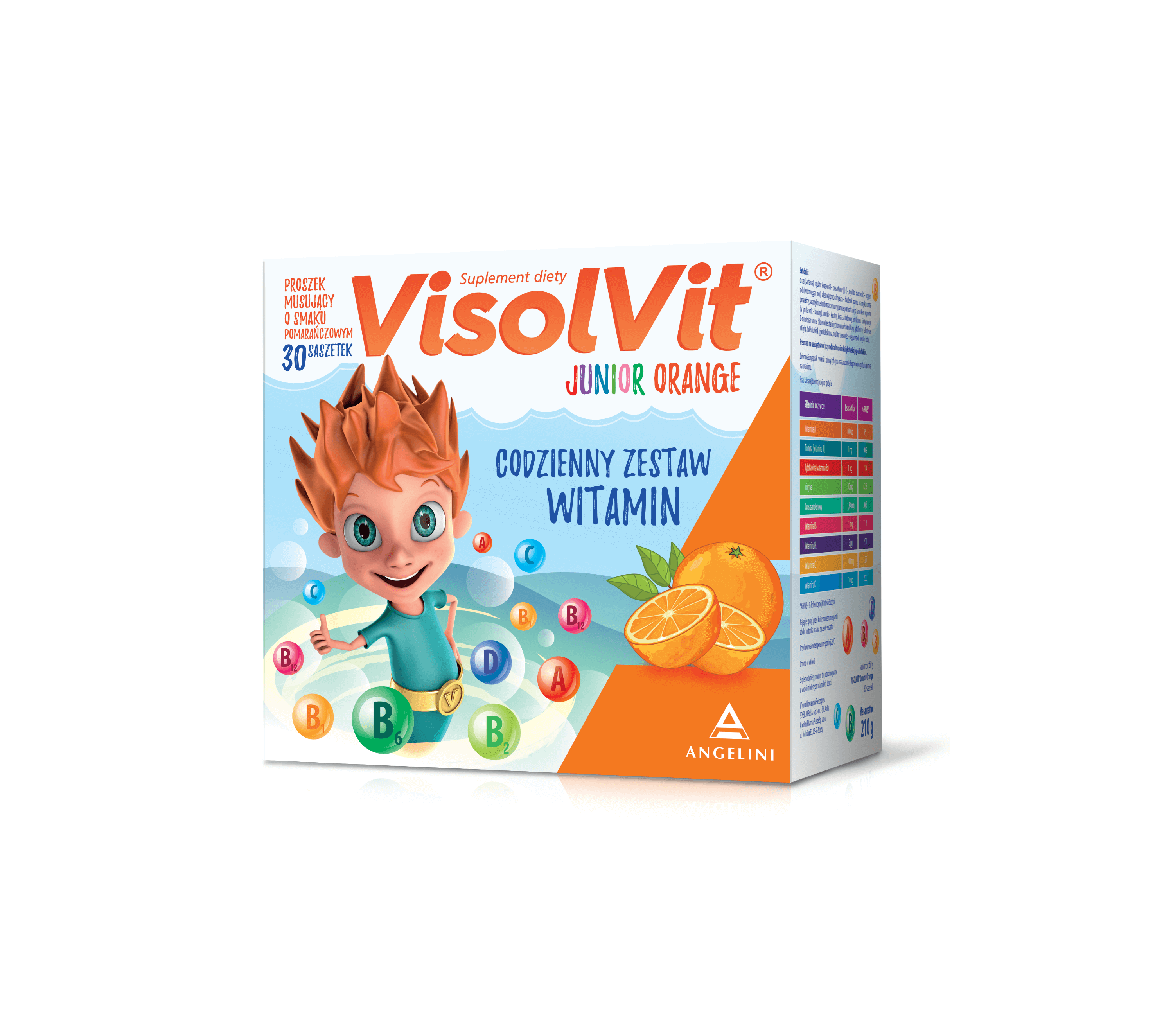 VisolVit Junior Orange, granulat ze składnikami uzupełniającymi codzienną dietę w witaminy, 30 sasz.