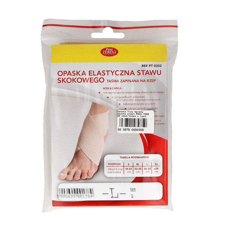 Pani Teresa Opaska elastyczna stawu skokowego,  taśma łagodząca ból i obrzęki, rozmiar L, 1 szt.