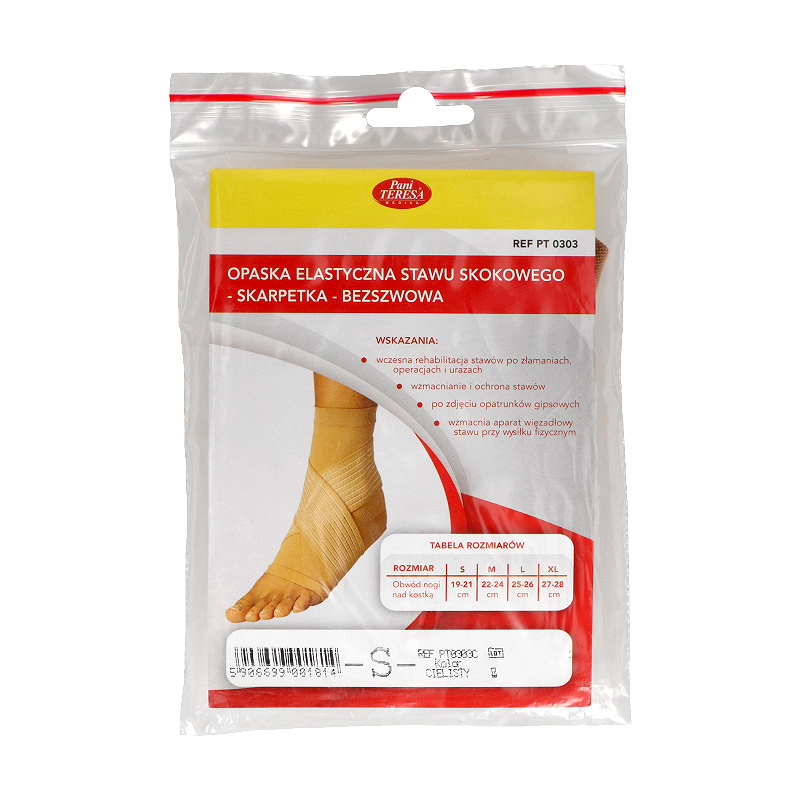 Pani Teresa Opaska elastyczna stawu skokowego , skarpetka bezszwowa wzmacniająca stawy, rozmiar S, 1 szt.