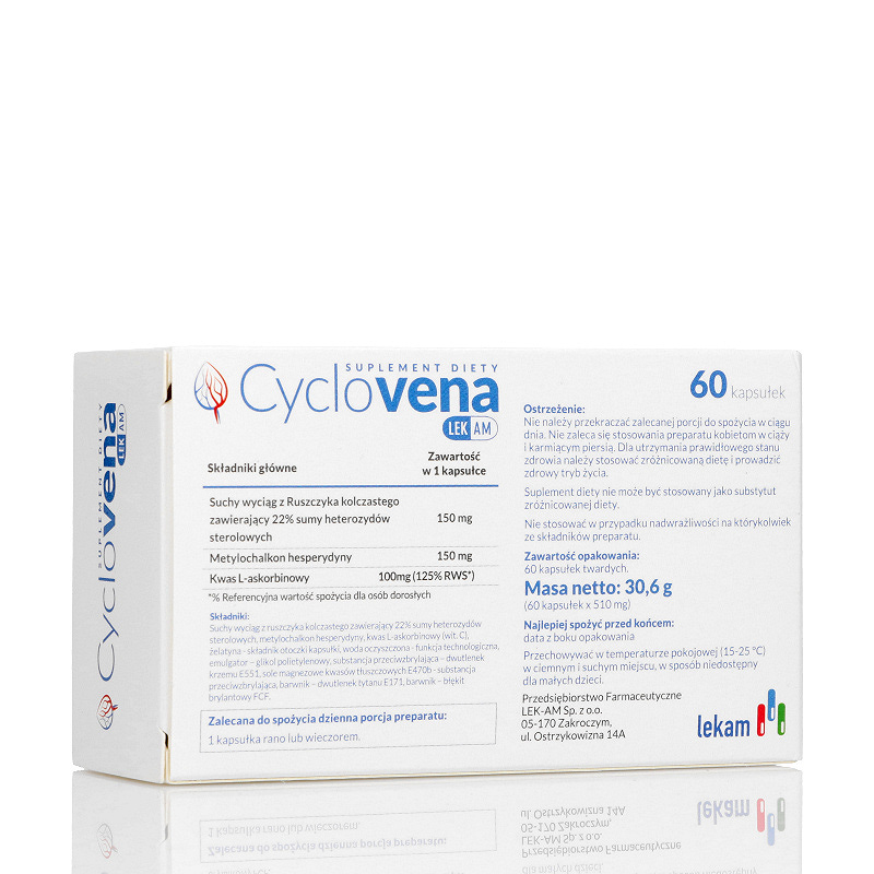 Cyclovena, kapsułki ze składnikami wspomagającymi krążenie żylne, 60 szt.