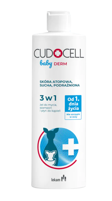 CUDOCELL Baby Derm, żel do mycia, szampon i płyn do kąpieli, 3w1, 400 ml