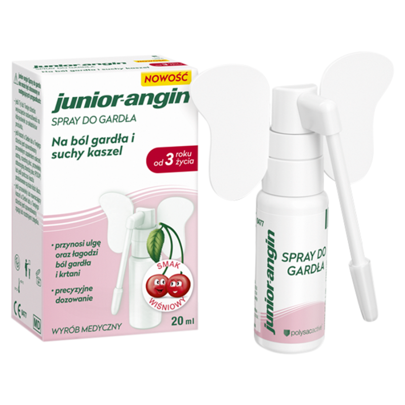 Junior-Angin, spray do gardła o smaku wiśniowym, 20 ml