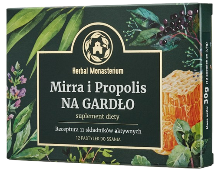 Mirra I Propolis Na Gardło, 12 pastylki do ssania