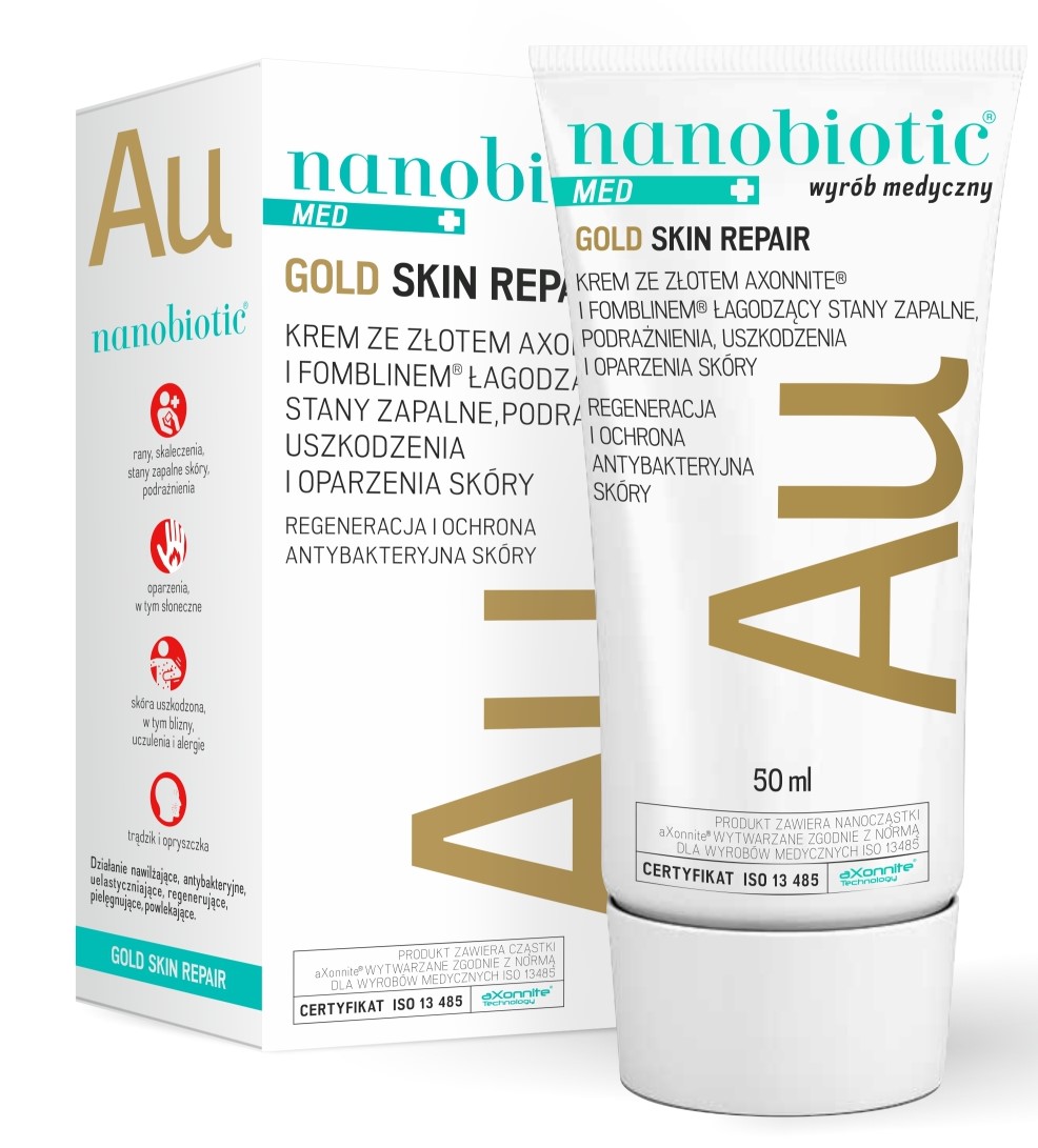 Nanobiotic Gold Skin Repair krem łagodzący ze złotem, 50 ml