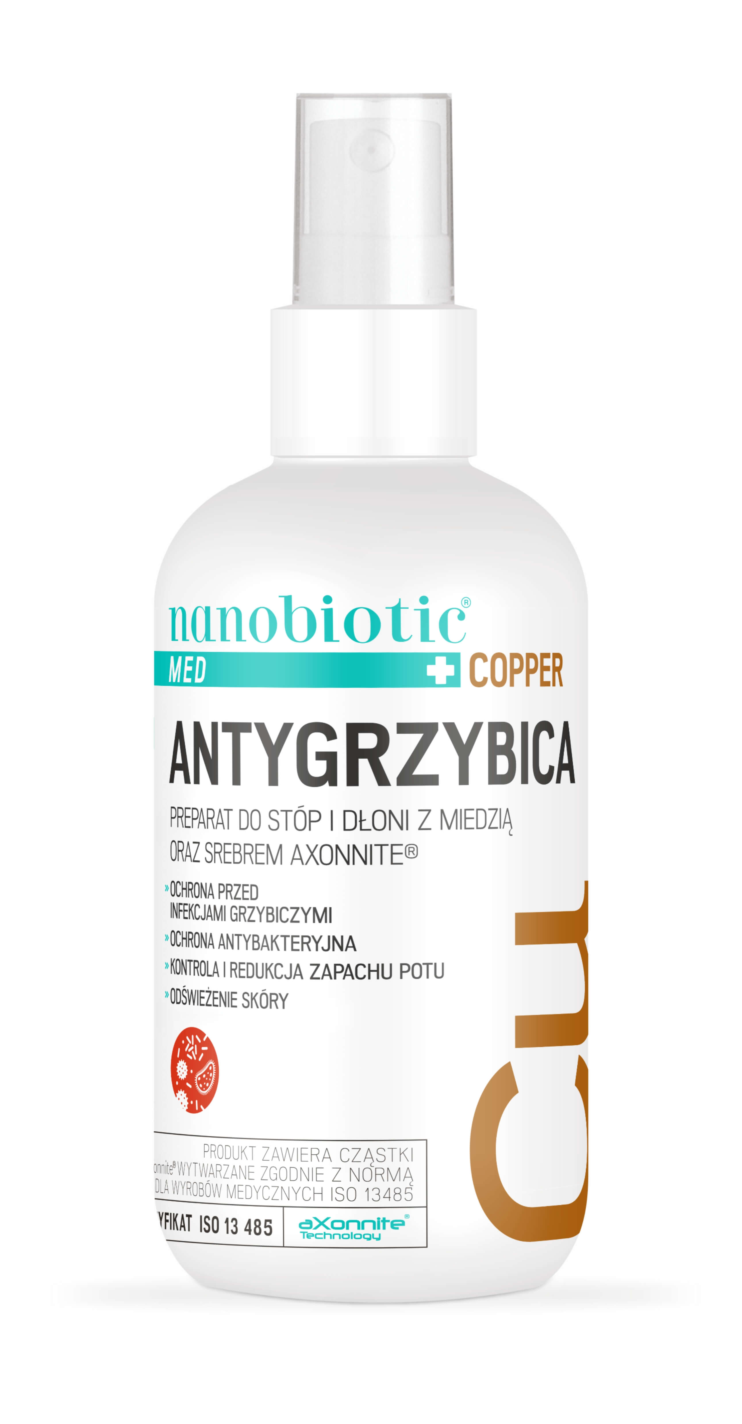 Nanobiotic Med Copper Antygrzybica, spray przeciwgrzybiczy do stóp i dłoni, 75 ml