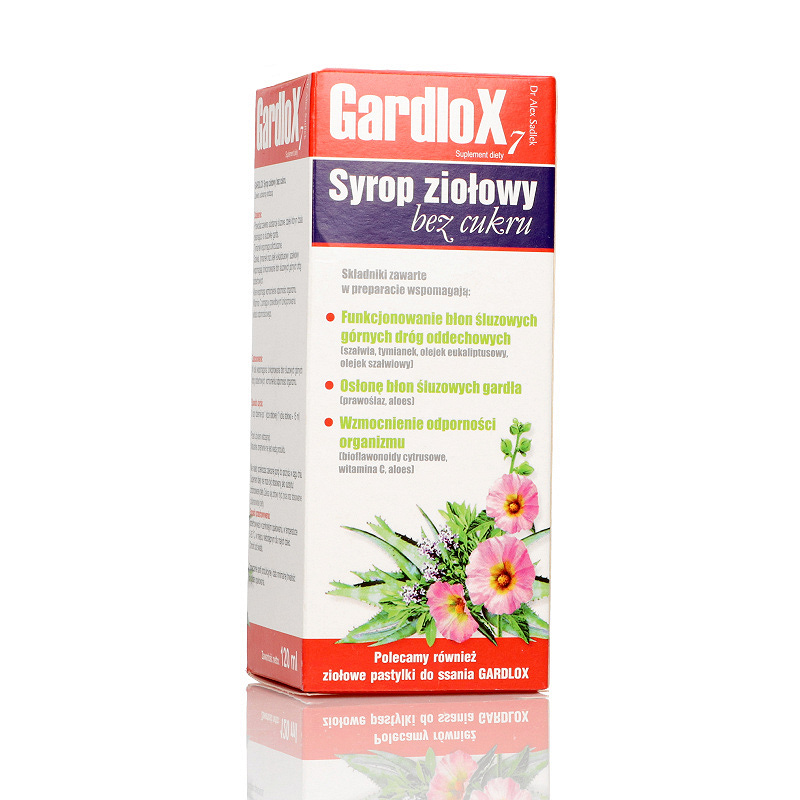 Gardlox, syrop ziołowy, bez cukru, 120 ml