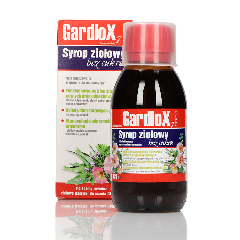 Gardlox, syrop ziołowy, bez cukru, 120 ml