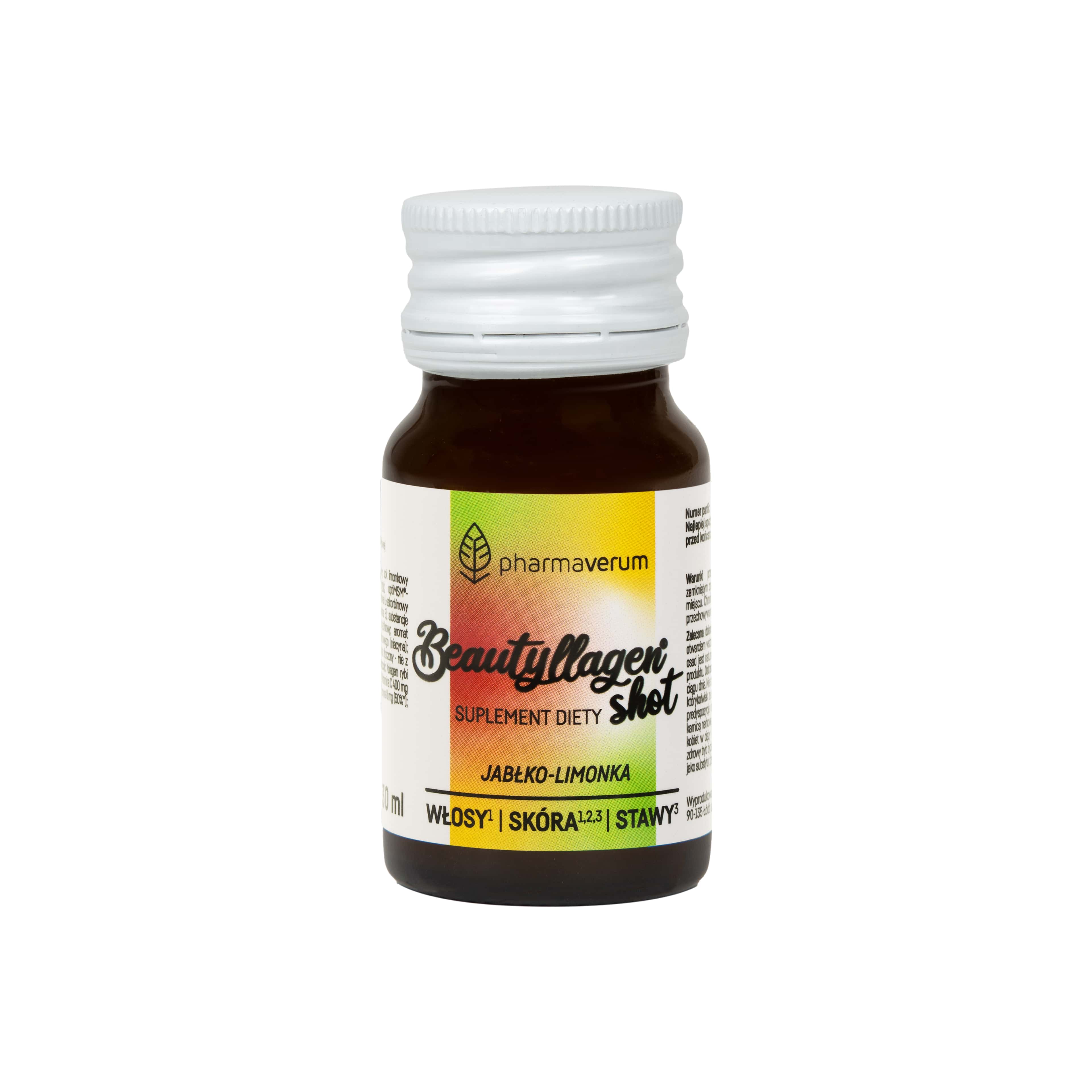 Beautyllagen Shot, 15 buteleczek x 30 ml, jabłko - limonka
