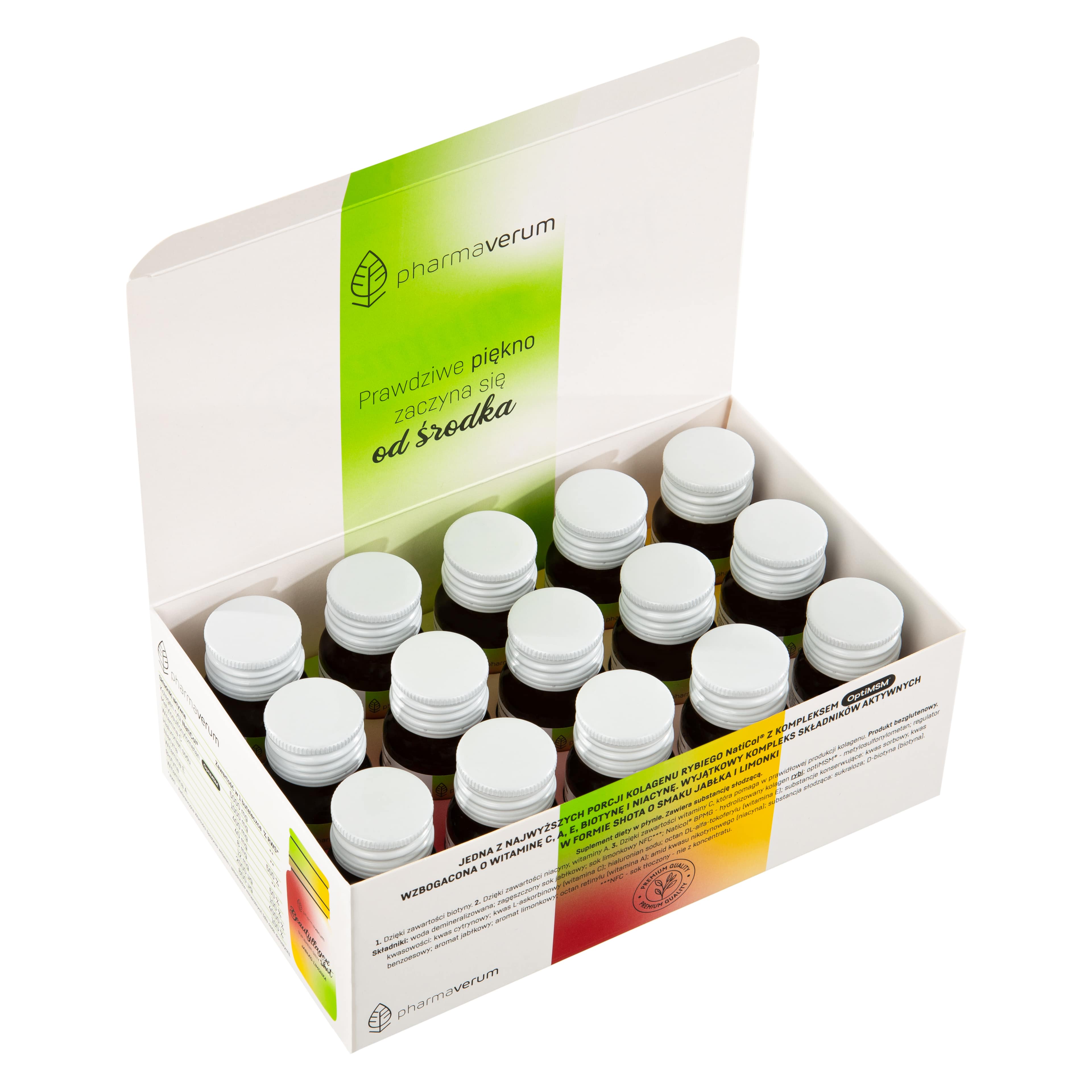 Beautyllagen Shot, 15 buteleczek x 30 ml, jabłko - limonka