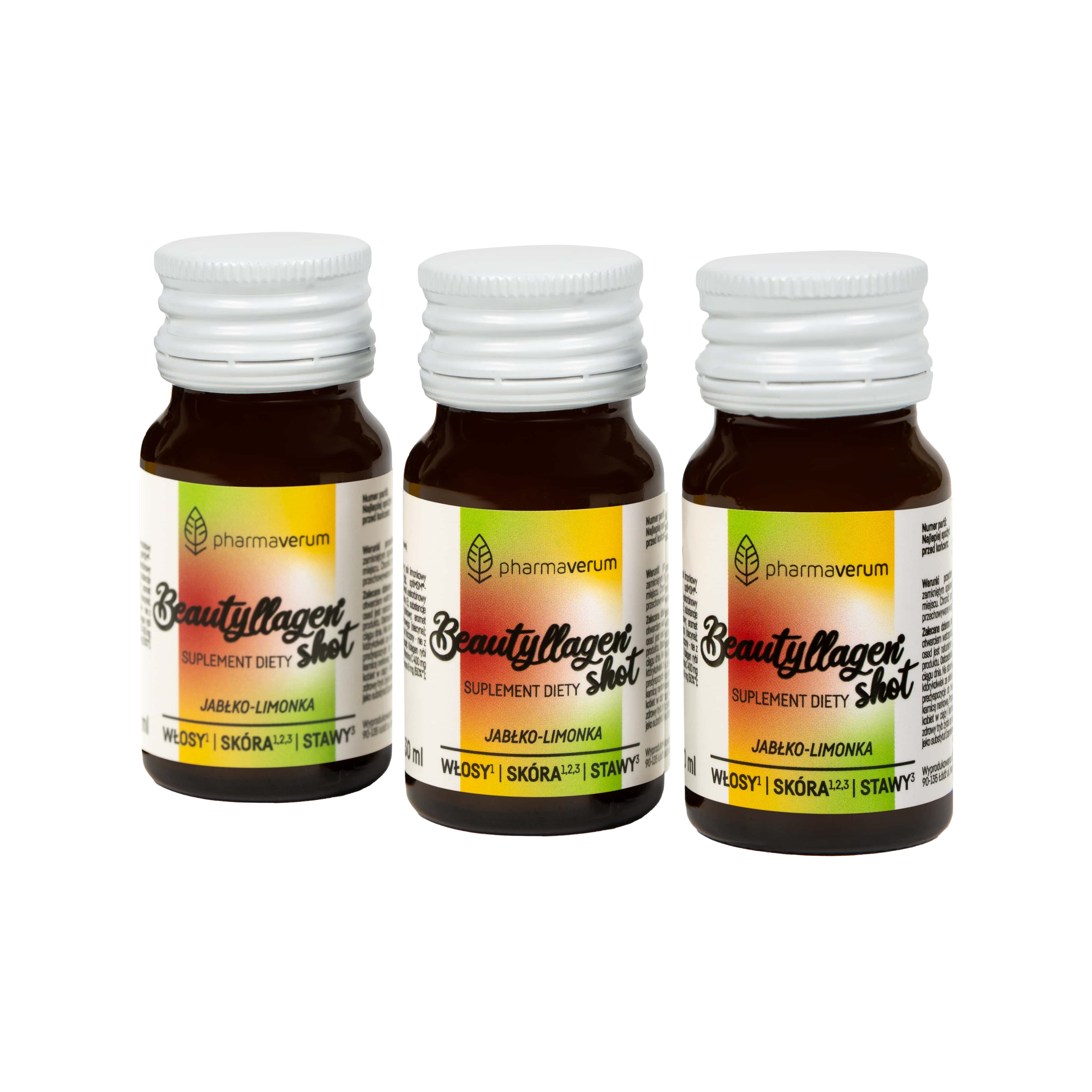 Beautyllagen Shot, 30 buteleczek x 30 ml, jabłko - limonka