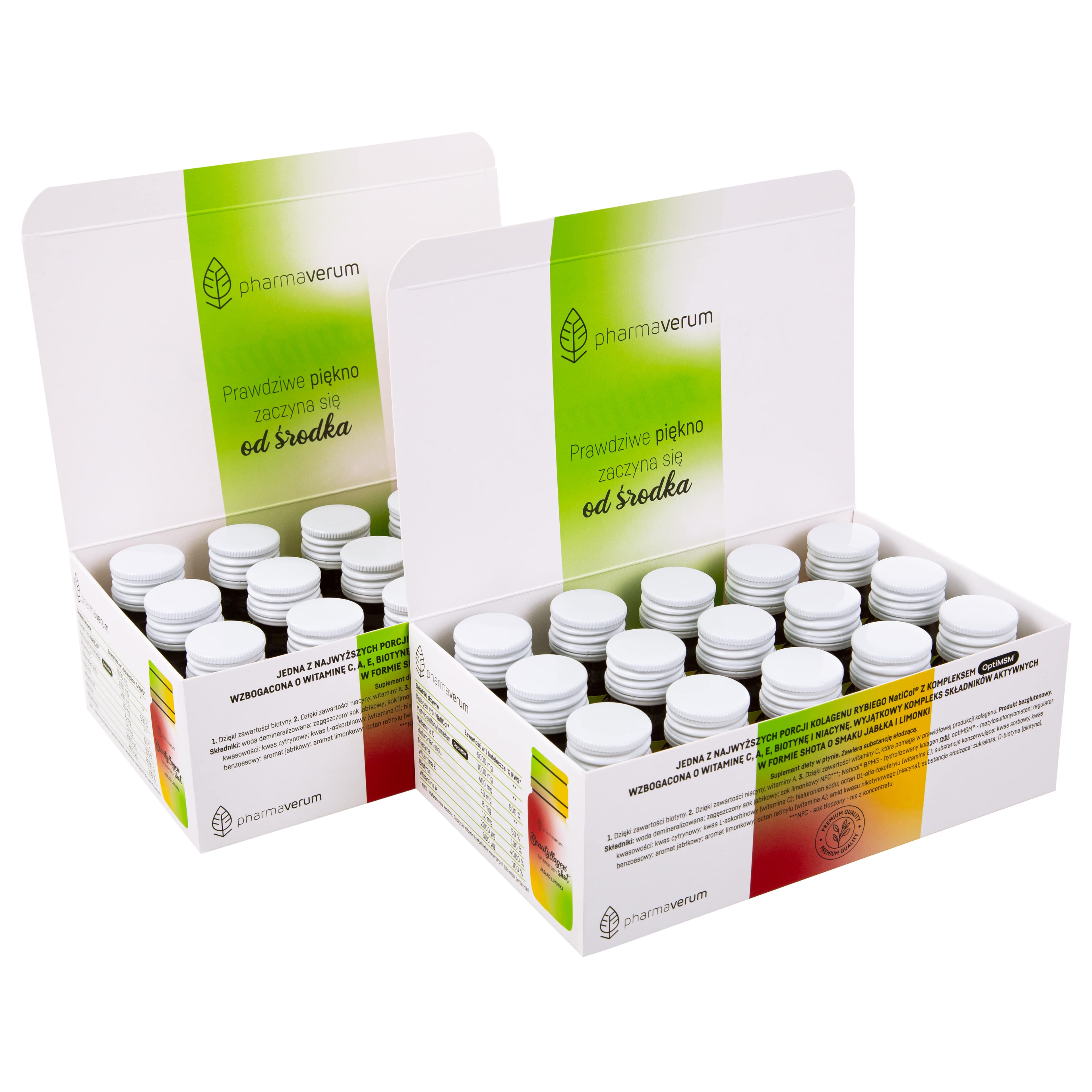 Beautyllagen Shot, 30 buteleczek x 30 ml, jabłko - limonka