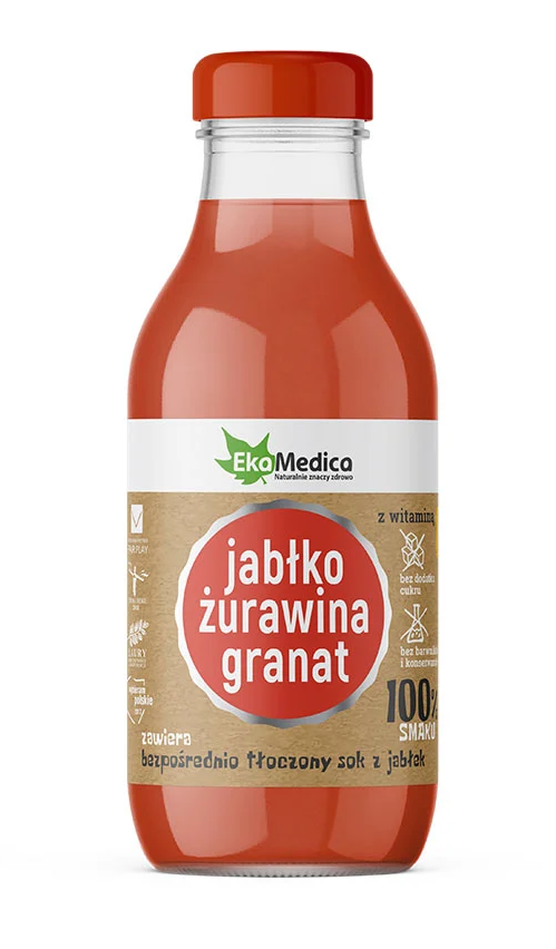 Ekamedica, sok o smaku jabłko żurawina granat, 300 ml
