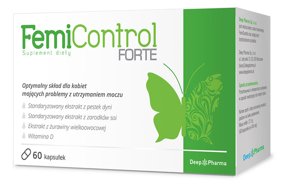 FemiControl Forte kapsułki ze składnikami wspomagającymi w problemach z utrzymaniem moczu dla kobiet, 60 szt.