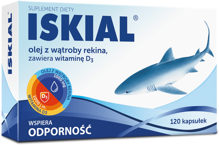 Iskial, kapsułki z olejem z wątroby rekina wspierającym odporność, 120 szt.