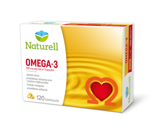 Naturell Omega-3 kapsułki ze składnikami wspierającymi zdrowe serce, prawidłowe ciśnienie krwi, 120 szt.
