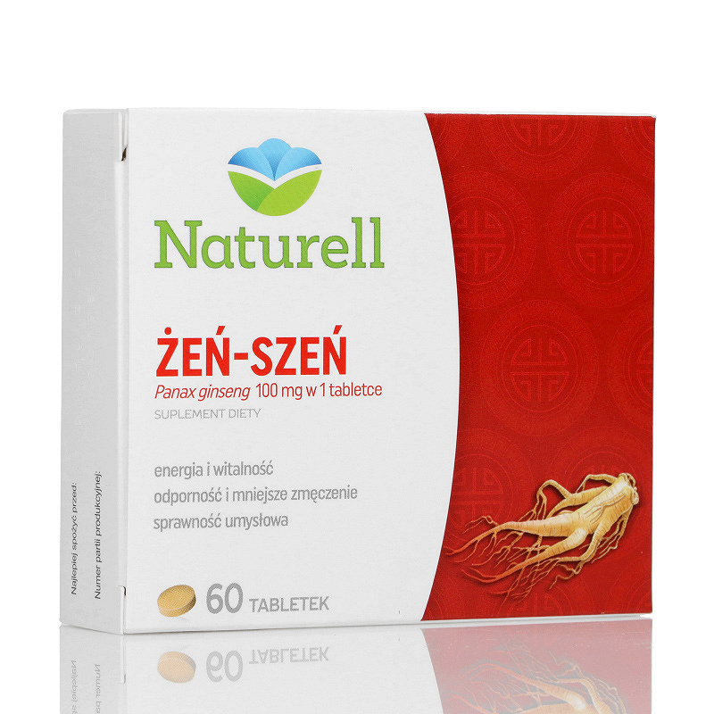 Naturell Żeń-szeń, tabletki ze składnikami na odporność oraz zmniejszające uczucie zmęczenia, 60 szt.