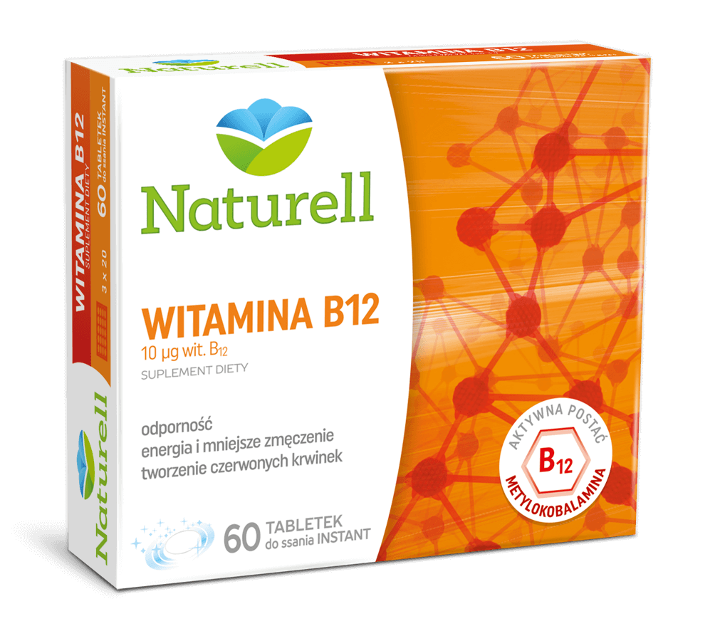 Naturell Witamina B12 tabletki do ssania ze składnikami wspierającymi odporność i produkcję czerwonych krwinek, 60 szt.
