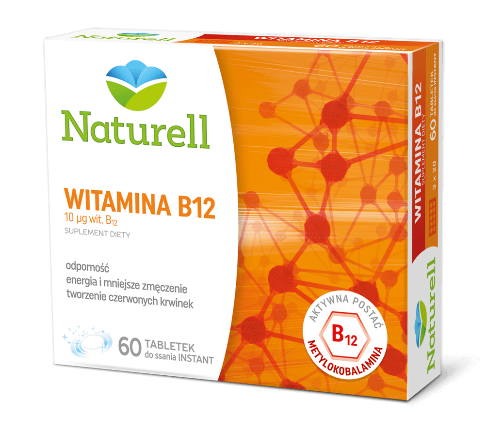 Naturell Witamina B12, tabletki do ssania ze składnikami wspierającymi odporność i produkcję czerwonych krwinek, 60 szt.
