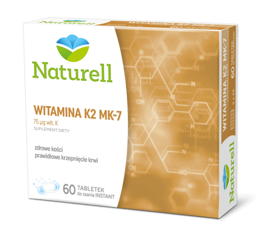 Naturell Witamina K2 MK-7, tabletki do ssania ze składnikami wspierającymi mocne kości, 60 szt.