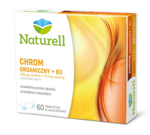 Naturell Chrom Organiczny + B3 tabletki, 60 szt.
