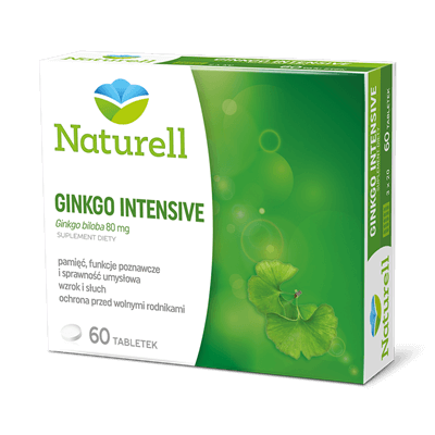 Naturell Ginkgo intensiv , tabletki ze składnikami wspierającymi funkcje poznawcze i sprawność umysłową, 60 szt.