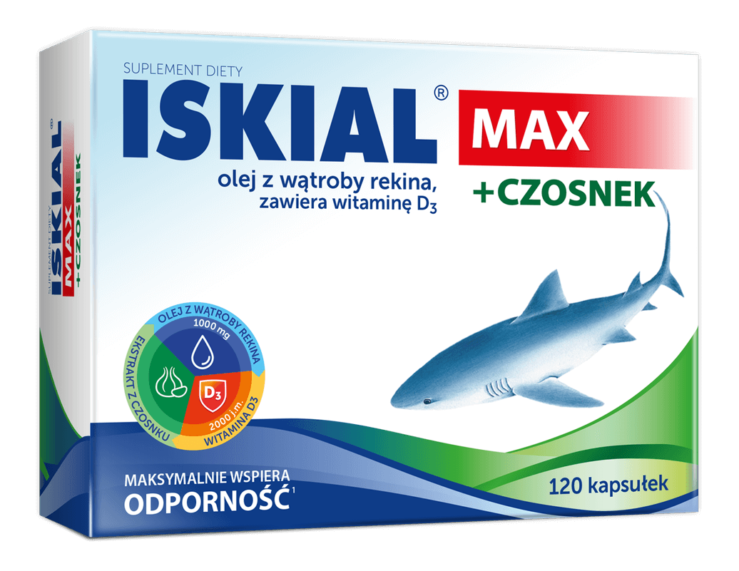 Iskial MAX + Czosnek , kapsułki ze składnikami wspomagającymi odporność i układ oddechowy, 120 szt.