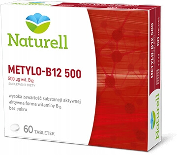 Naturell Metylo-B12 500, tabletki ze składnikami wspomagającymi w znużeniu i zmęczeniu, 60 szt.