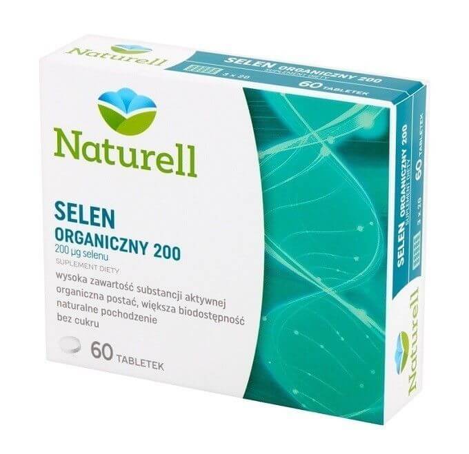 Naturell Selen Organiczny 200, tabletki do ssania ze składnikami wspierającymi odporność i zdrową tarczycę, 60 szt.