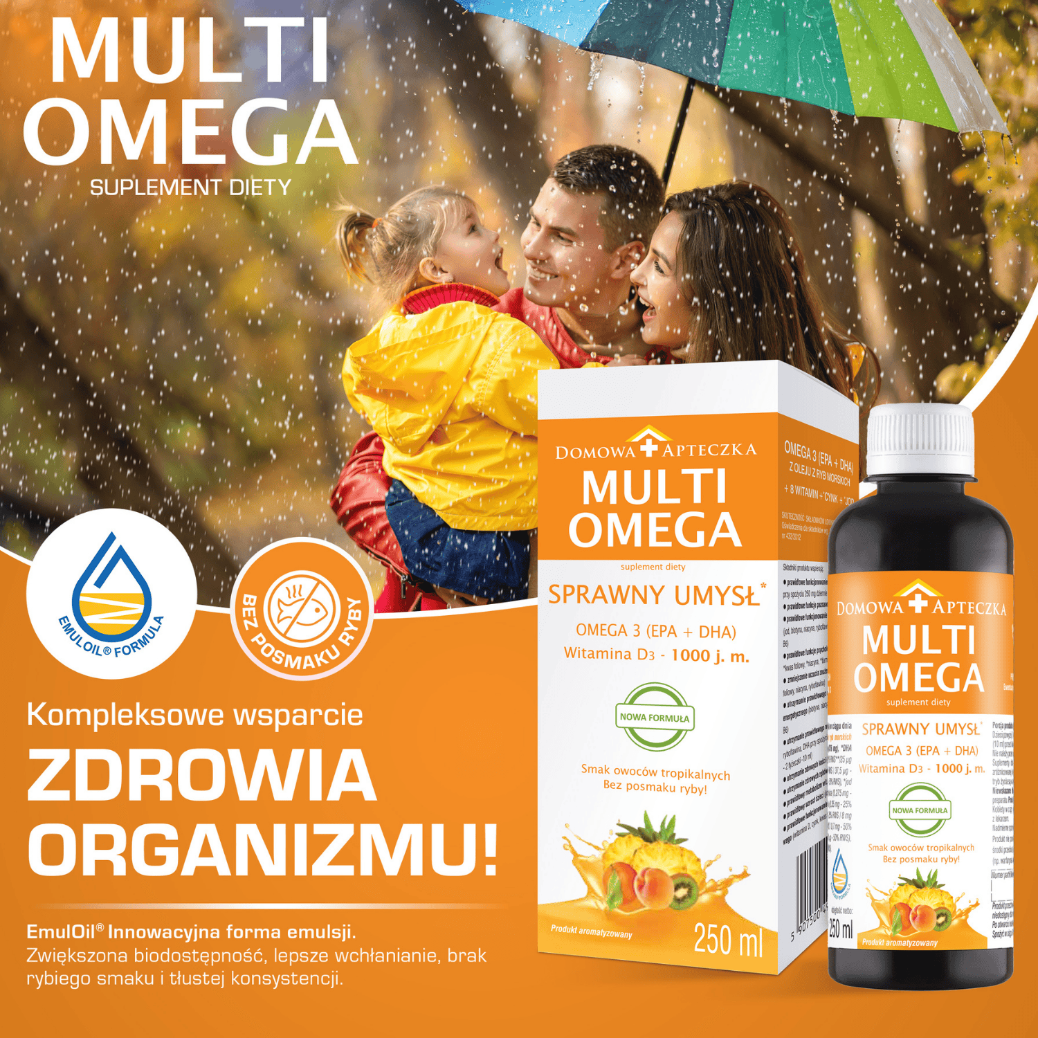 MultiOmega, syrop z olejem z ryb morskich wzmacniającym odporność, 250 ml