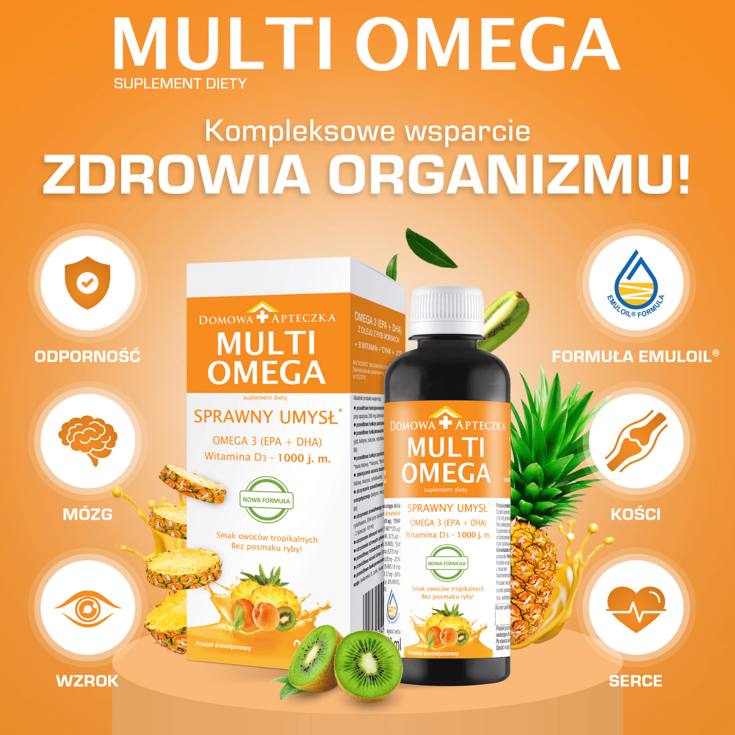 MultiOmega, syrop z olejem z ryb morskich wzmacniającym odporność, 250 ml