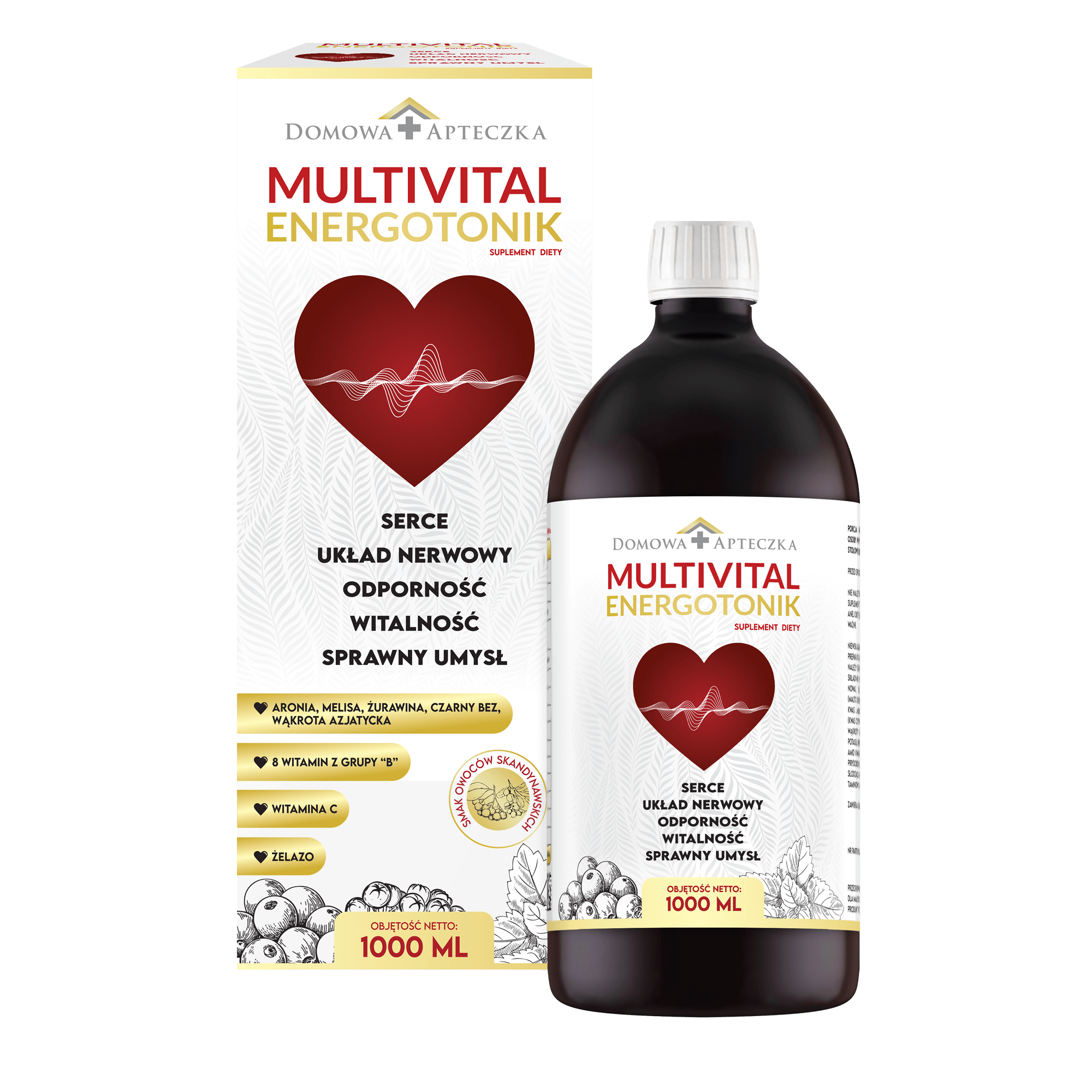 Multivital Energotonik płyn ze składnikami wspierającymi serce i układ nerwowy, 1 l