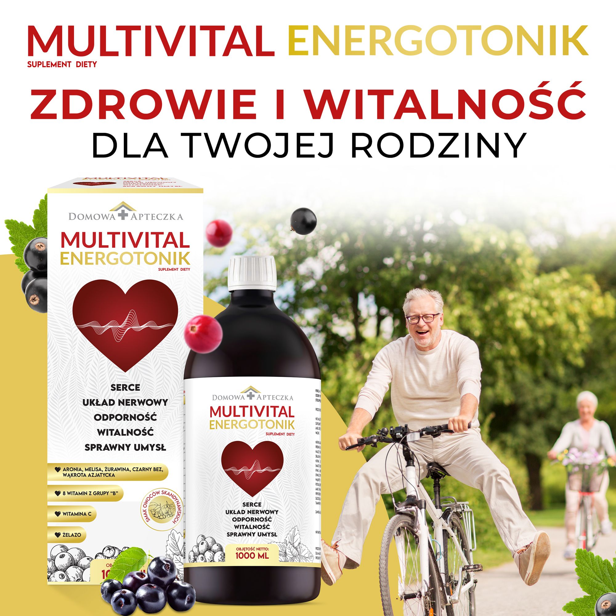 Multivital Energotonik , płyn ze składnikami wspierającymi serce i układ nerwowy, 1 l