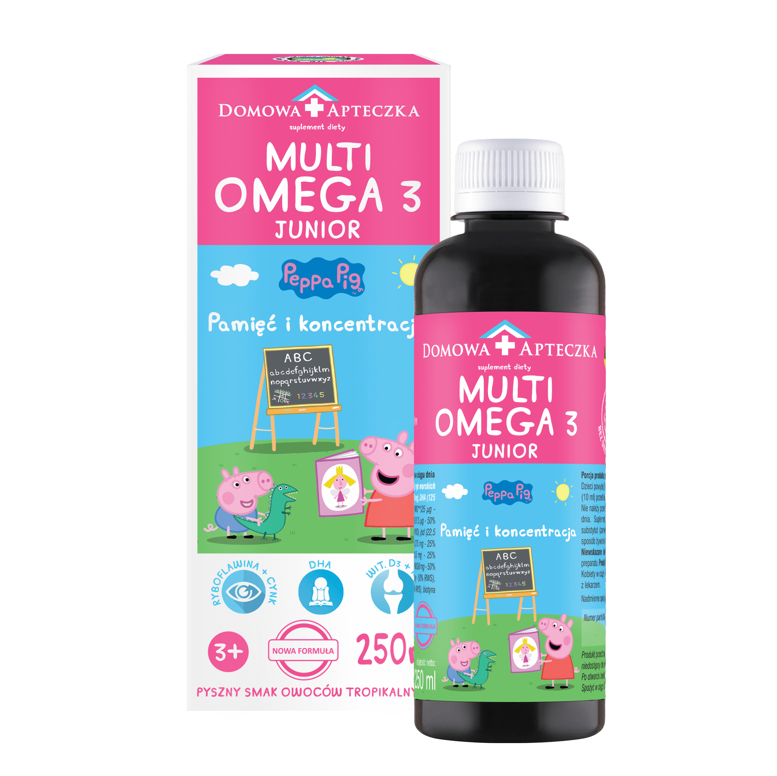 MultiOmega 3 Junior płyn doustny o smaku owoców tropikalnych wzmacniający odporność, 250 ml