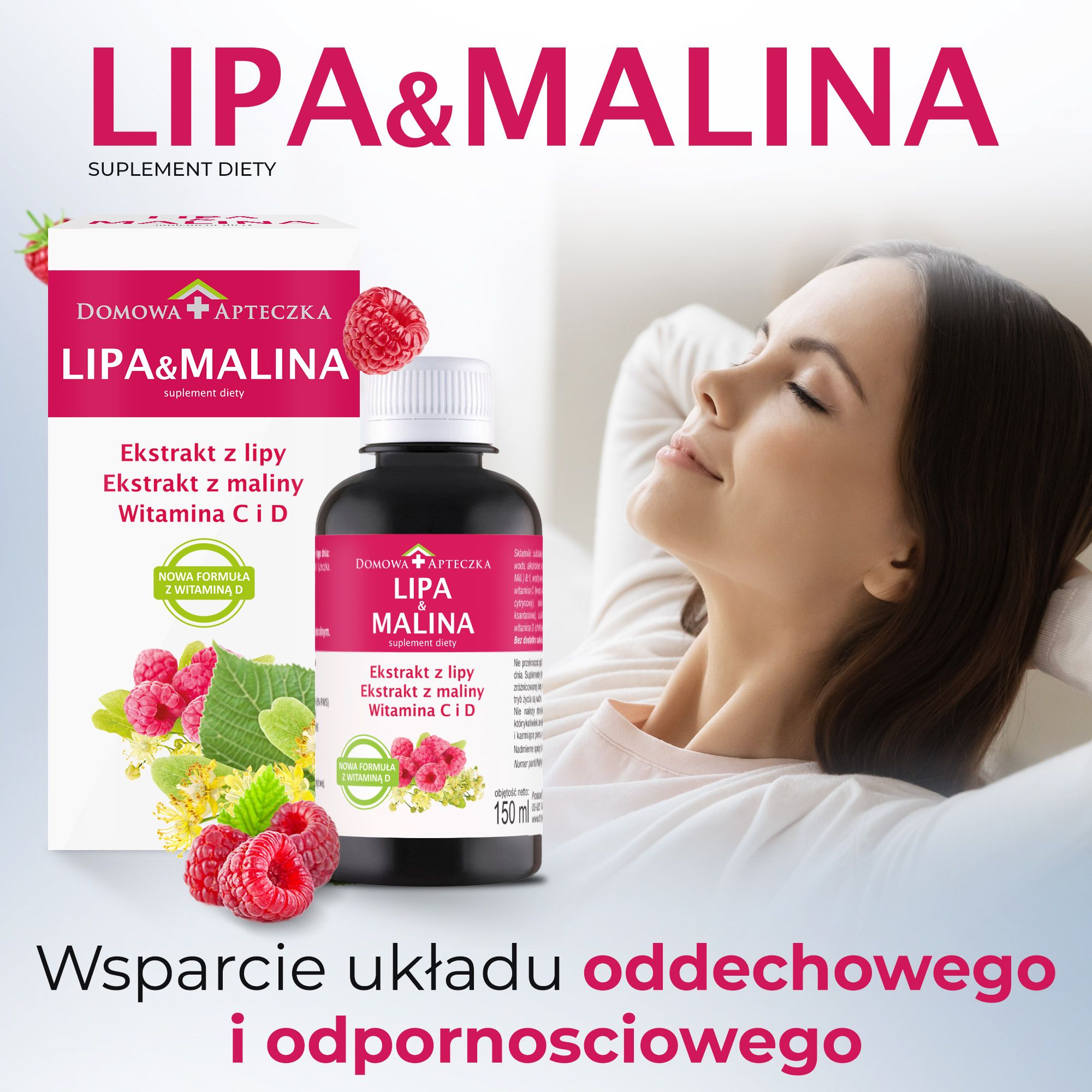 Lipa & Malina, płyn ze składnikami wzmacniającymi odporność, 150 ml