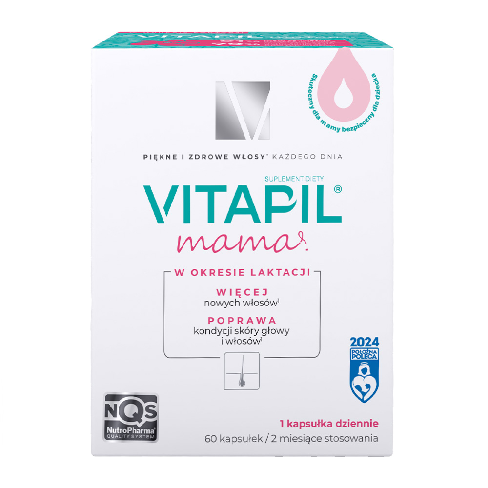VITAPIL mama , przy wypadaniu włosów po ciąży i podczas karmienia piersią, 60 szt.